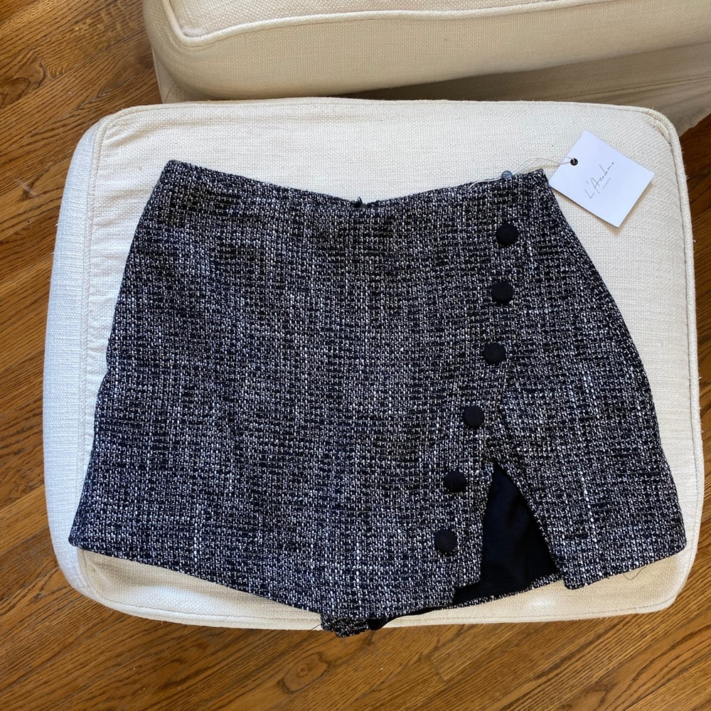 L’Academie Revolve Black Tweed Mini Skirt/Skort